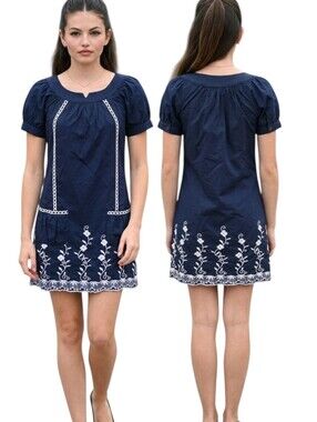 RHAPSODY Embroidered Floral Shift Dress - Size 6